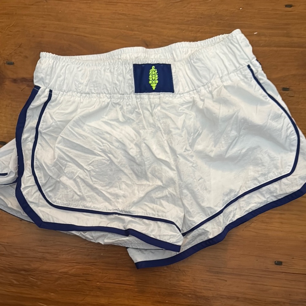 FP Movement by Free People White Athletic Shorts with Navy Trim